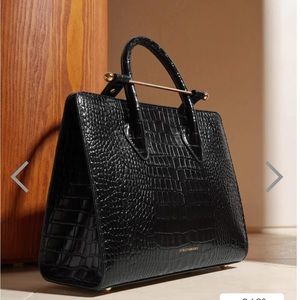 NWT Strathberry Midi Croc Embossed Leather Tote